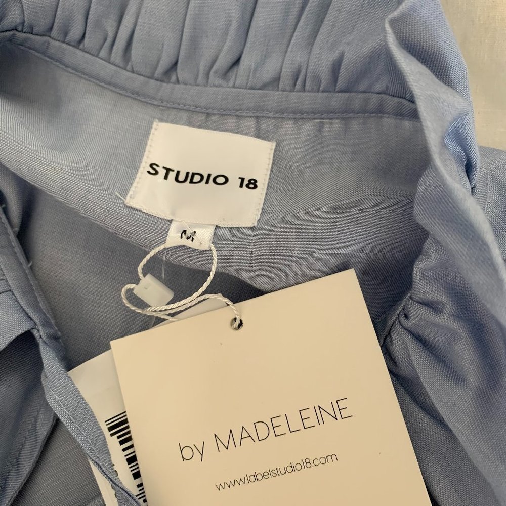 HP💋NWT! Madeleine Maternity Studio 18 Sz M Tie Neck Long Sleeves Ruffle Dress - Picture 6 of 7